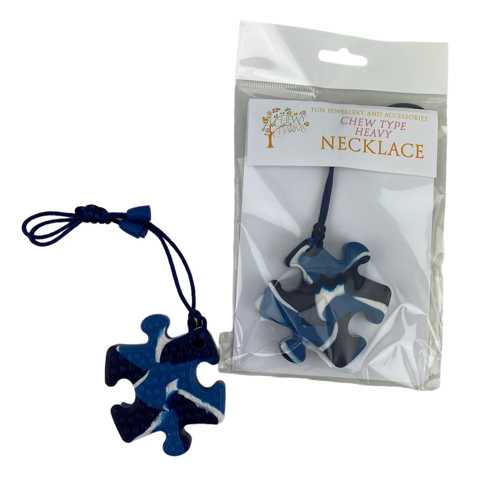 Chewy Charms Necklace Chews - Blue/Puzzle