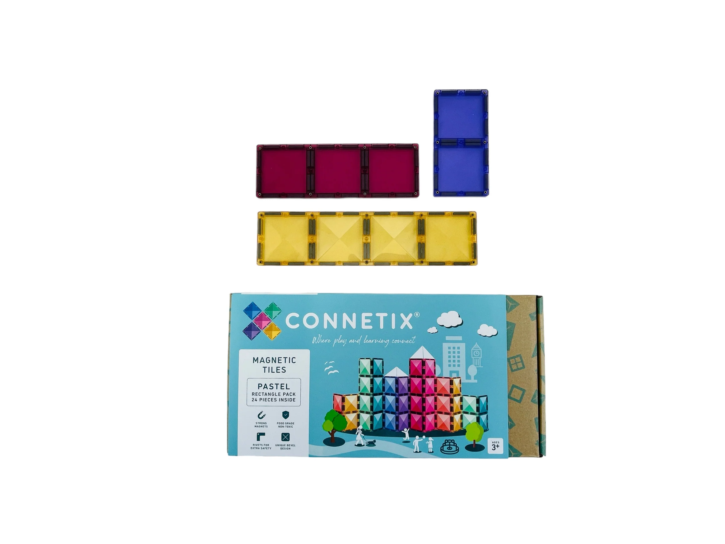 Connetix Tiles Rectangle Pack - Pastel 24pc - Image 2